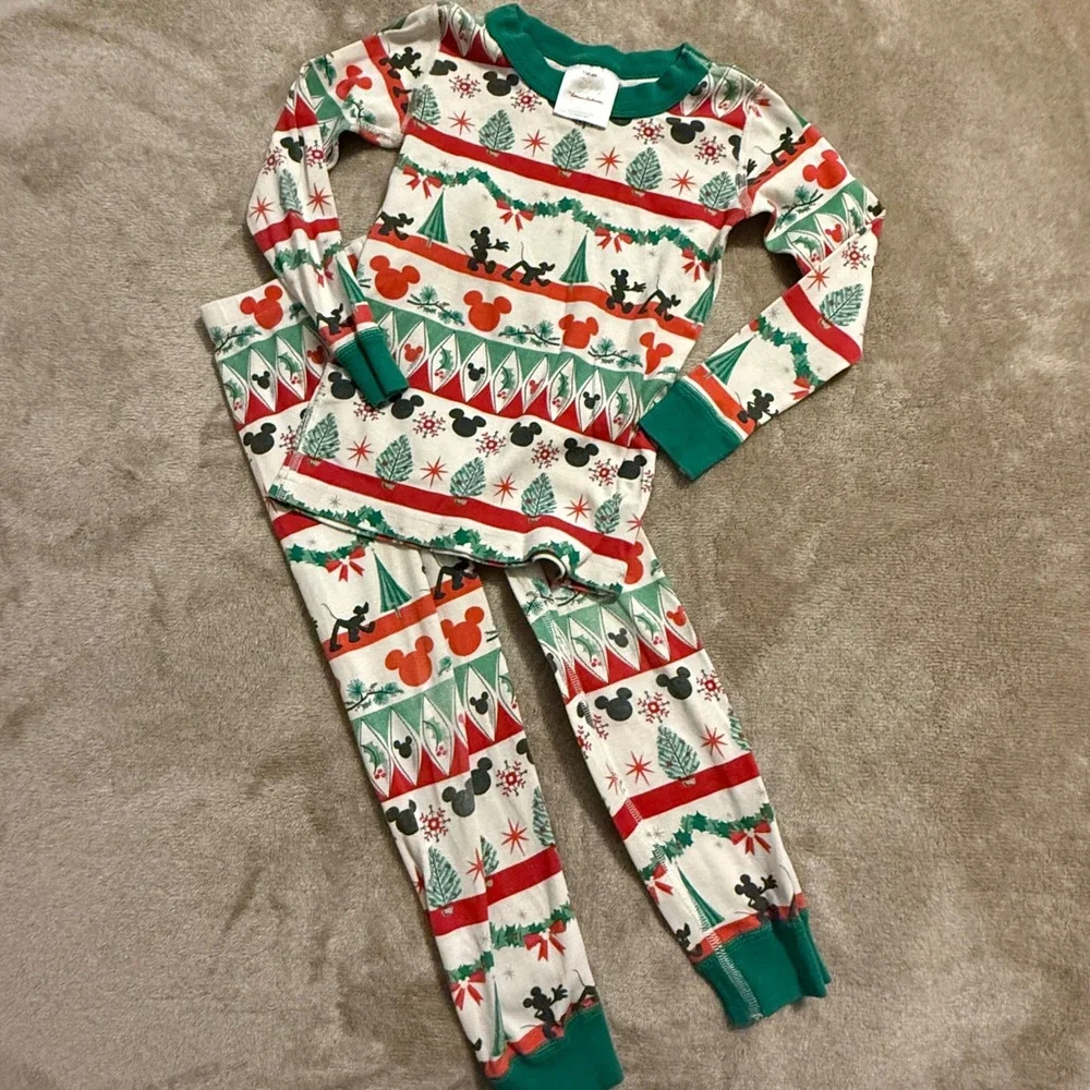 Hanna Andersson Disney Mickey Mouse Christmas Pajamas Set Kids 100cm 4 Organic